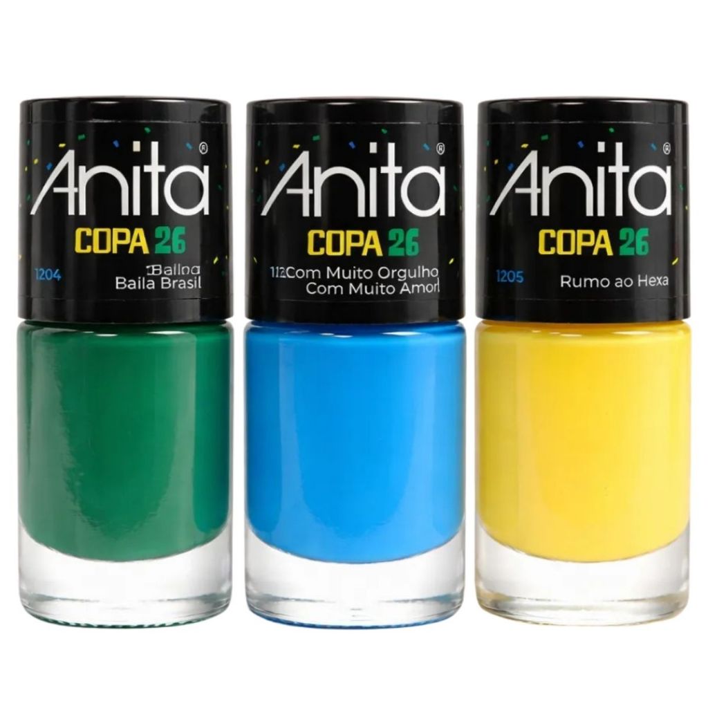 Esmalte Anita Copa Do Mundo 2026 - Kit 3 Cores Brasil Manicure Pedicure Nova coleção