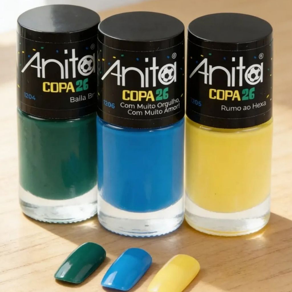 Esmalte Anita Copa Do Mundo 2026 - Kit 3 Cores Brasil Manicure Pedicure Nova coleção