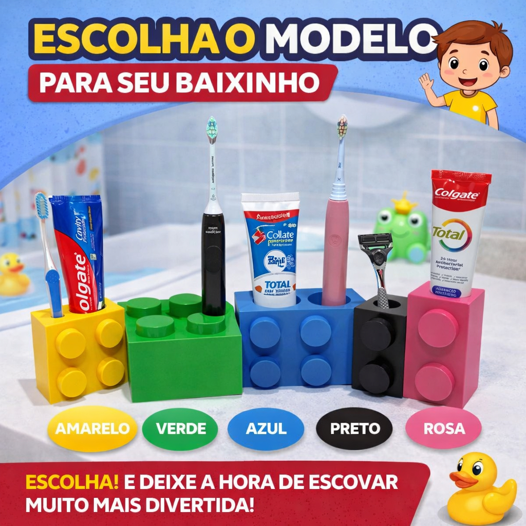 Suporte Escova Elétrica Porta Escova Estilo Lego Organizador Banheiro Moderno Suporte Higiene Premium