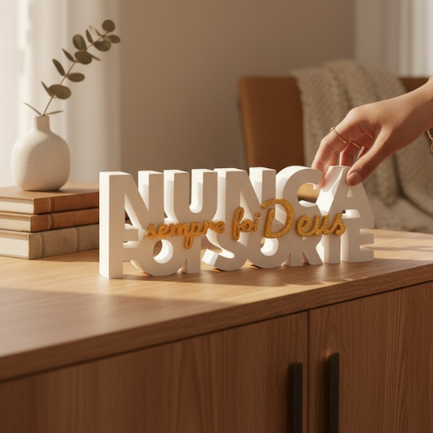 Nunca Foi Sorte Sempre Foi Deus Decoração Para Casa Letreiro Motivacional Mesa Estante