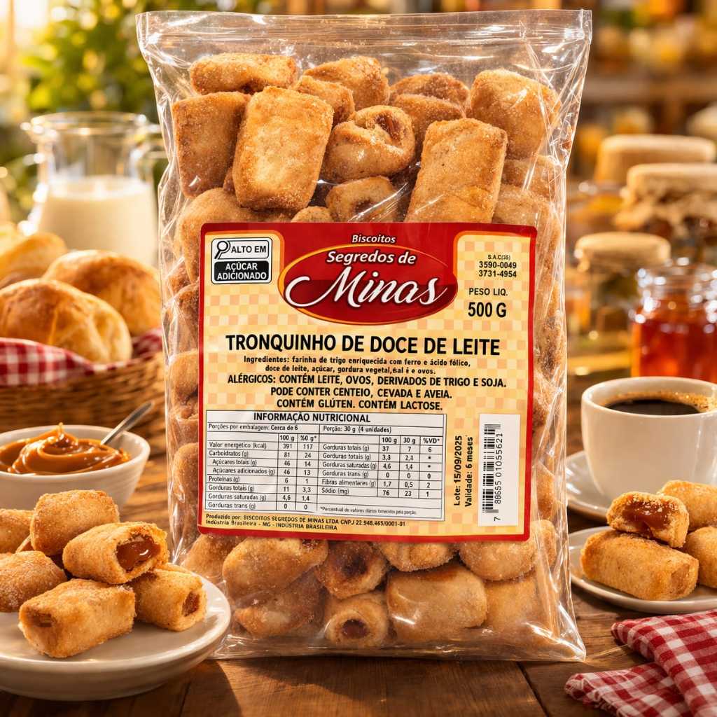 Bolacha Biscoito Amanteigado Tronquinho Recheado com Doce de Leite Delicioso 500g