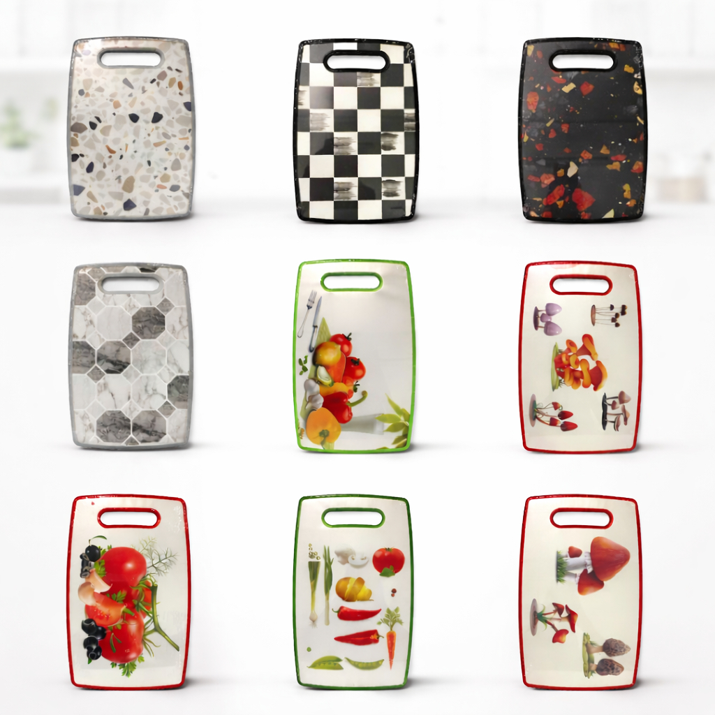 Tábua de Corte Plástica tamanho maior -Decorada– Para Carne, Frutas e Legumes | Tábua de Cozinha Resistente Grande
