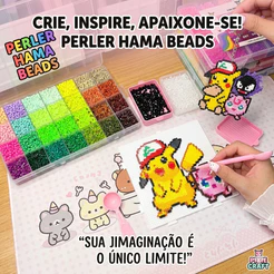 Perler Hama Beads 2.6mm 8400+ Peças Pixel Art DIY Infantil com Ferramentas