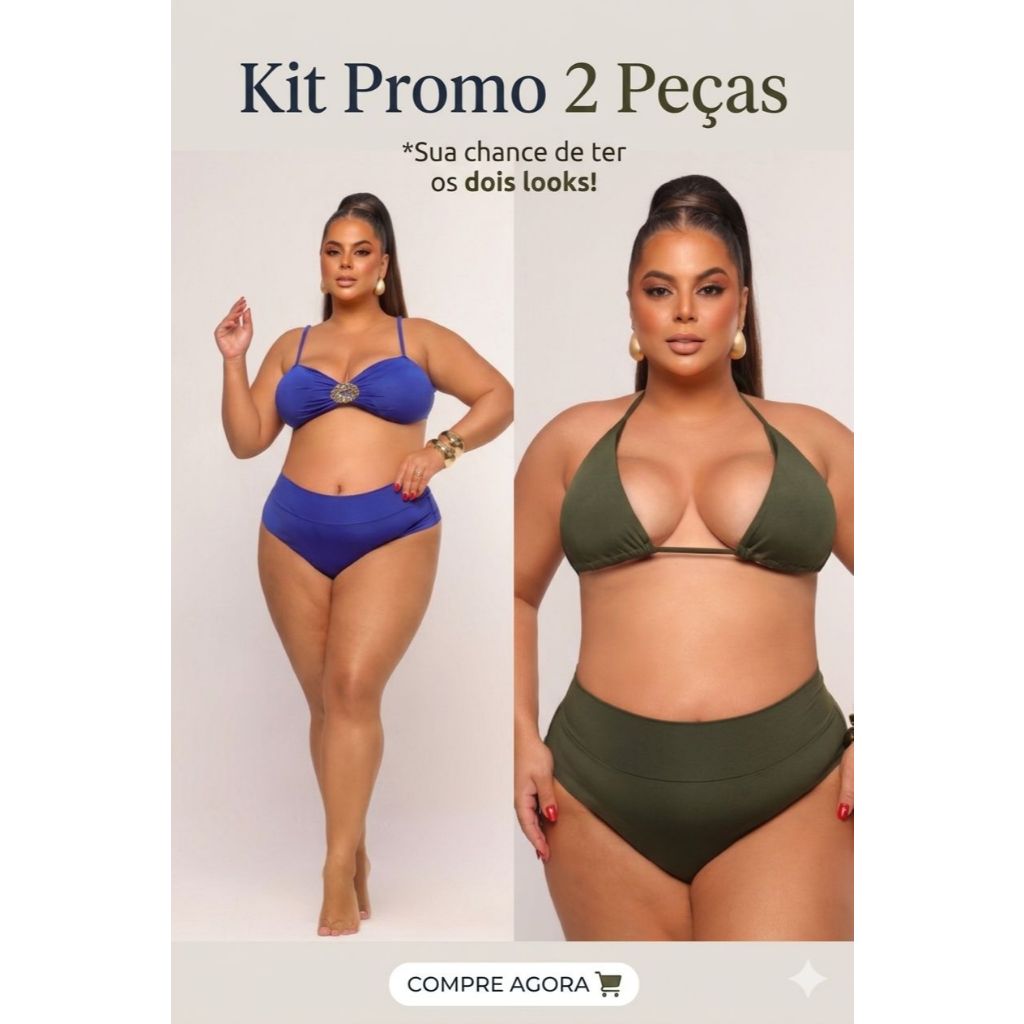 Biquíni Plus Size Hot Pants Cintura Alta Premium Moda Praia GG Conjunto Completo com Bojo e Alta Sustentação