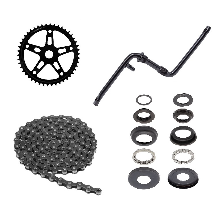 KIT TRANSMISSÃO BIKE COMUM PEDIVELA + CORRENTE + COROA + CENTRAL