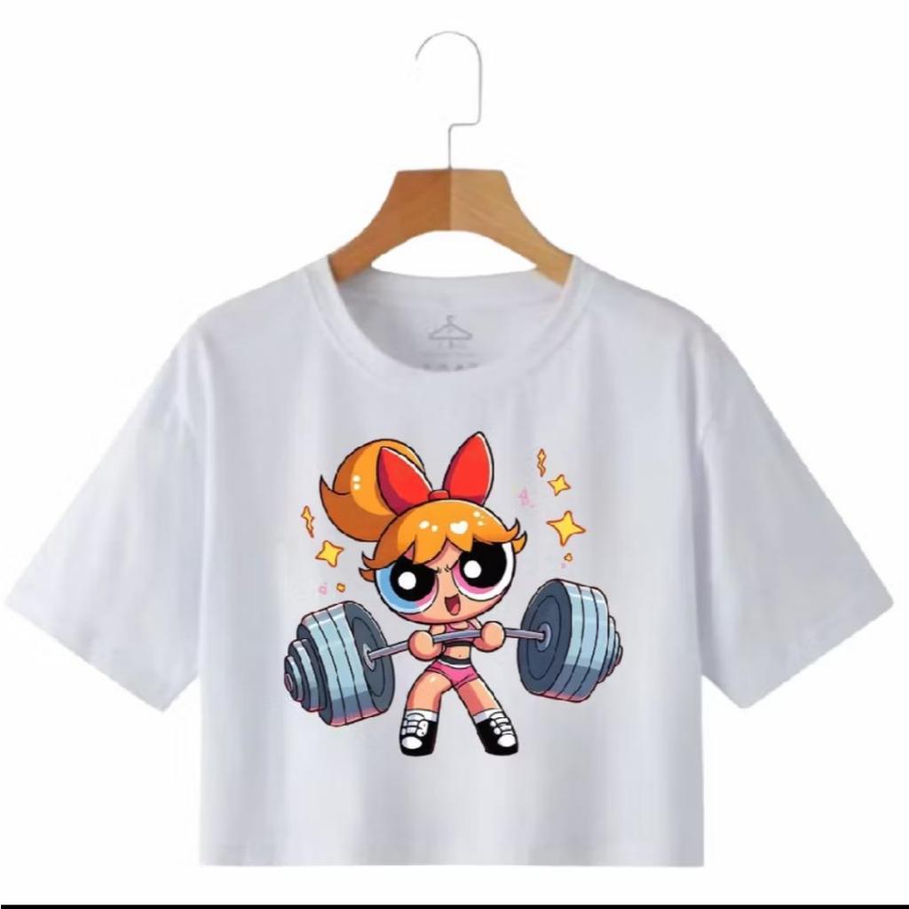 Cropped Camiseta Feminino Fitness Academia As Meninas Super Poderosas Docinho Lindinha Florzinha T-shirt