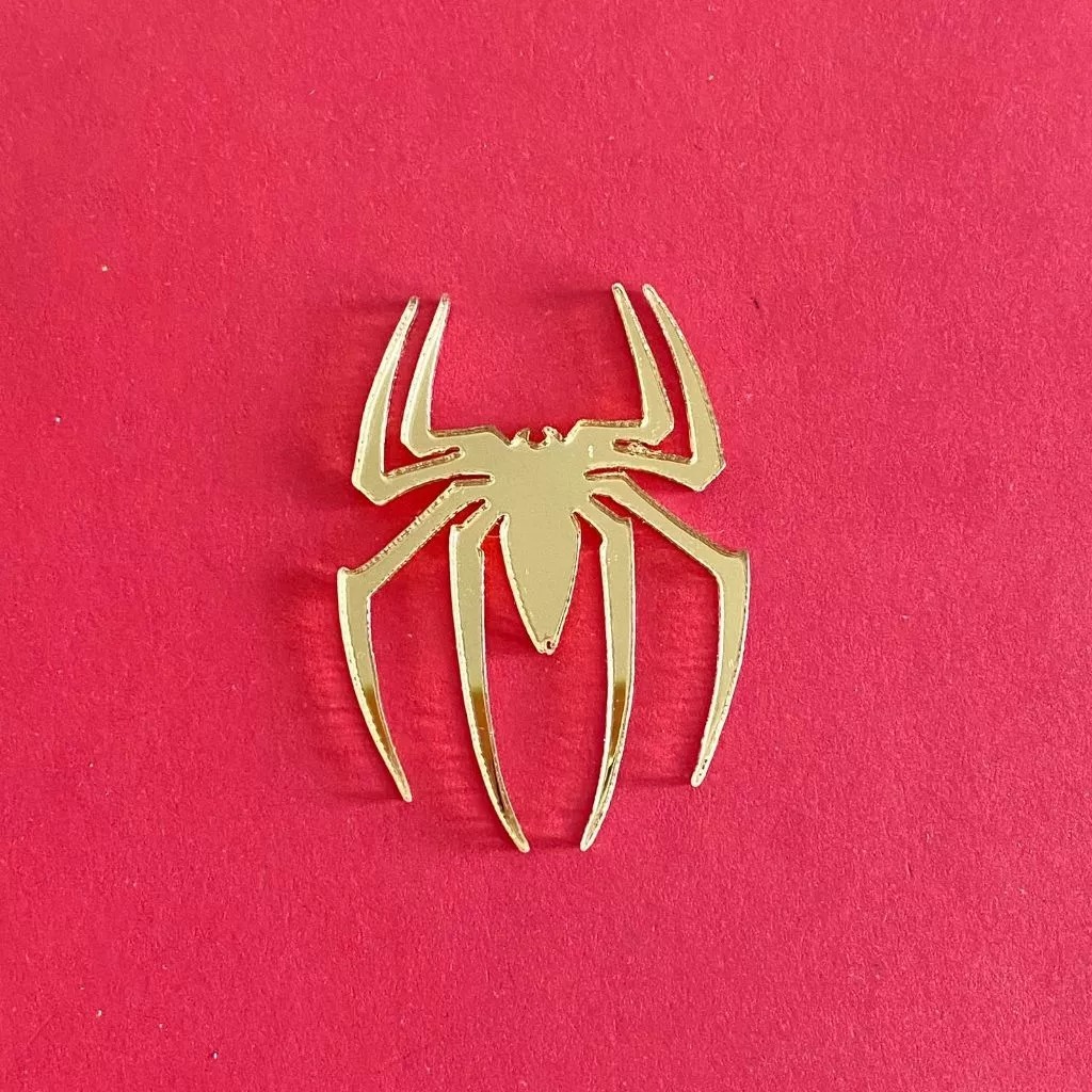 Aplique Homem Aranha em Acrílico Espelhado Dourado 4 CM para Lembrancinha, Personalizados Festa - Kit