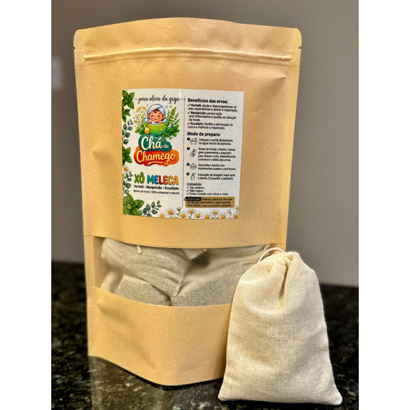 Banho de chá para bebês Banho descongestionante (Xô Meleca) Ervas 100% naturais Contém 7 Sachês