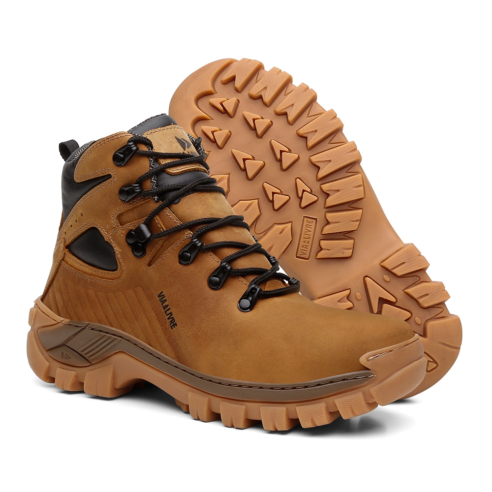 Botinha Bota Coturno Masculino Confortavel De Couro Premium Solado Emborrachado Tratorado Anti Derrapante Resistente Top