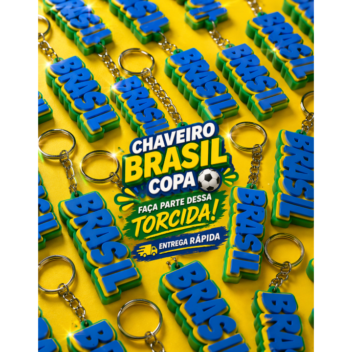 Kit Chaveiro Brasil 3D Seleção Brasileira Lembrancinha Copa do Mundo Futebol