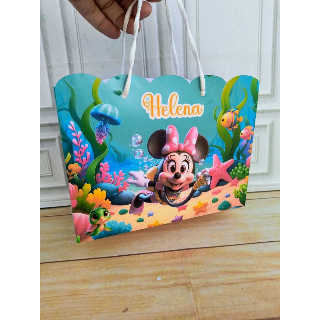 Sacola Personalizada Mickey/Minnie 20x15x7 (PEGUE E MONTE) ENVIO RÁPIDO