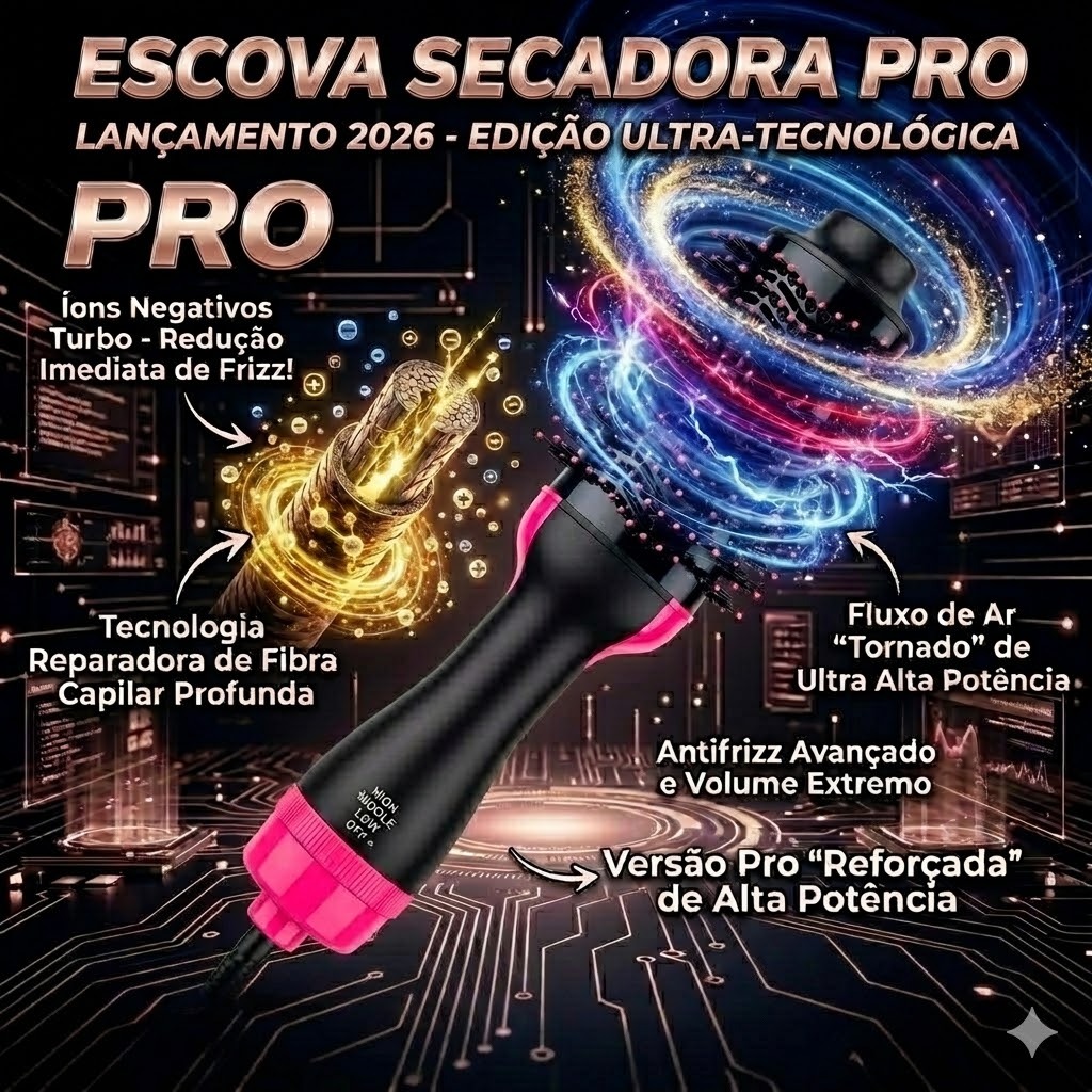 Escova Secadora Alisadora 3 em 1 Modelador de Cabelo Elétrica Quente Seca Alisa Modela Bivolt 110V/220V