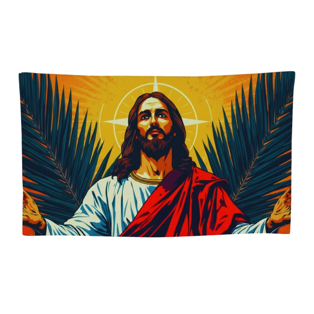 Canga Grande Estampa Jesus Cristo para Praia Piscina Decorativo 140x100cm