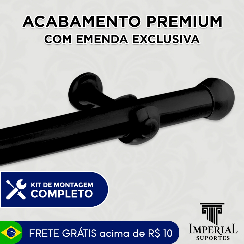 Varão de Cortina Simples 2,50 Metros 28mm Grosso Conjunto de Instalação Completo Várias Cores