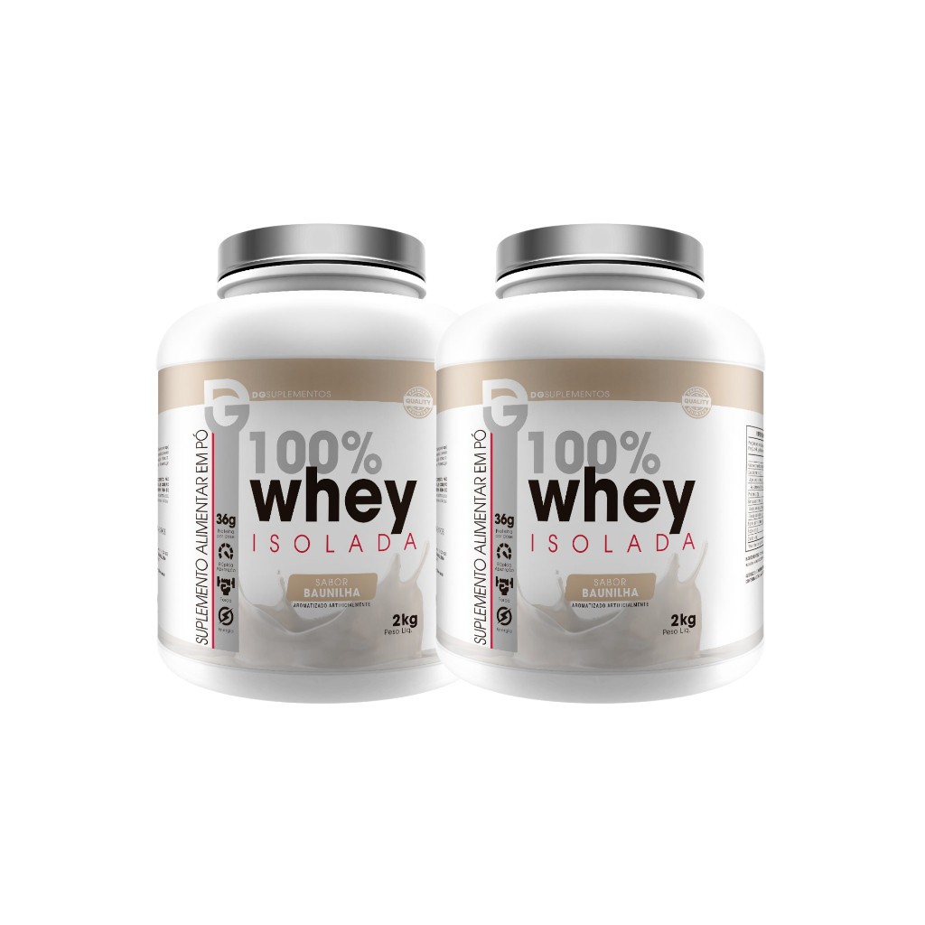 Kit 2x 100% Whey Protein Isolada 2kg - 4kgs de Iso Whey - Dg Labs