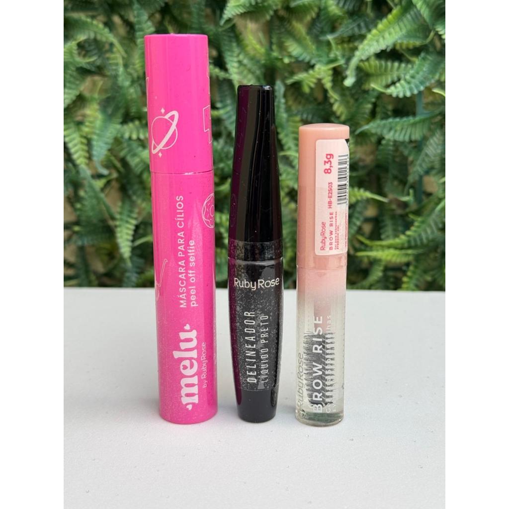 Kit Maquiagem Ruby Rose Melu Completo Olhos Rímel + Delineador + Sobrancelha Original