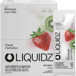 LIQUIDZ® - Eletrólitos Zero Açúcares - Sabor Morango com Kiwi - Kit 1 Caixa - 14 sachês