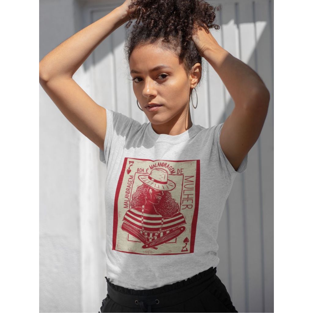 Camiseta T-Shirt Malandragem Boa é Malandragem de Mulher Maria Navalha Malandragem Umbanda Quimbanda Candomblé Fé Axé