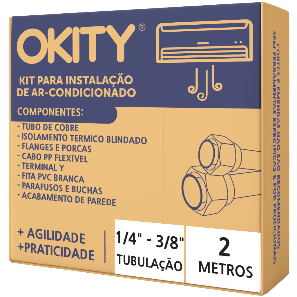 Kit Instalação Ar Split 9000 Comum 9/12000 Inverter 2 Metros S/ Suporte