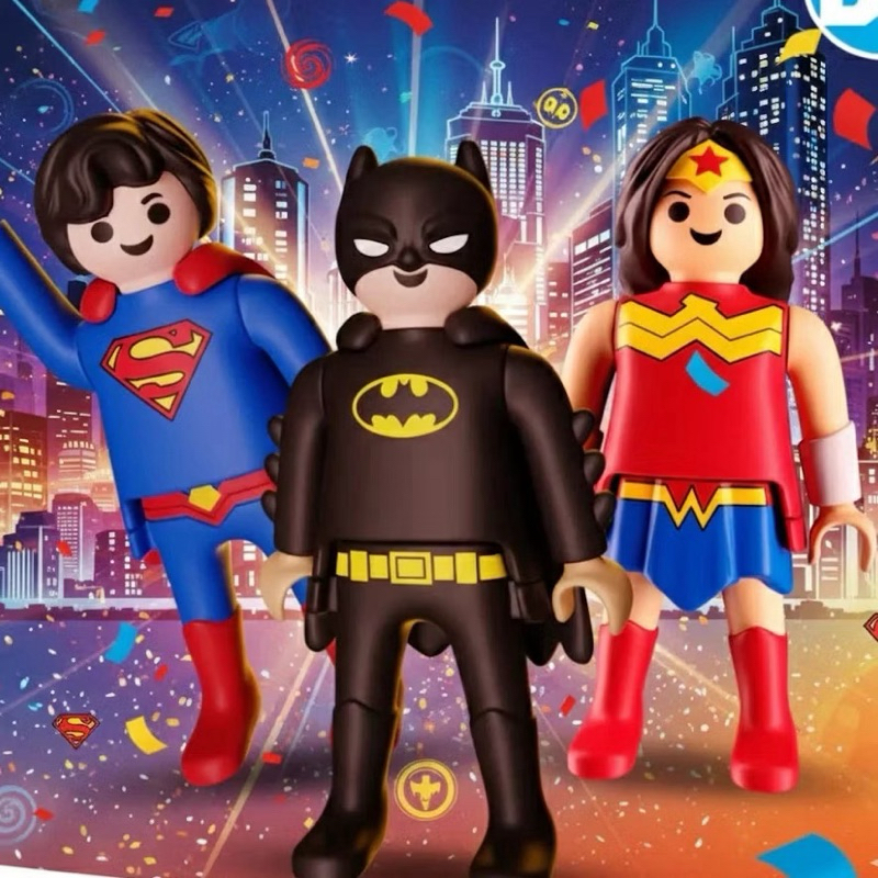 kit Superman, Batman e Mulher Maravilha coleção kinder Playmobil