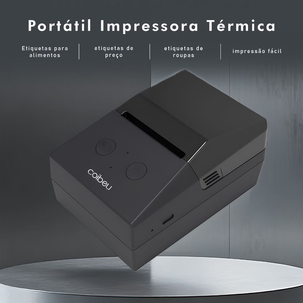 COIBEU Impressora Térmica Portátil para Etiquetas Alta Velocidade Grande Capacidade USB Type C