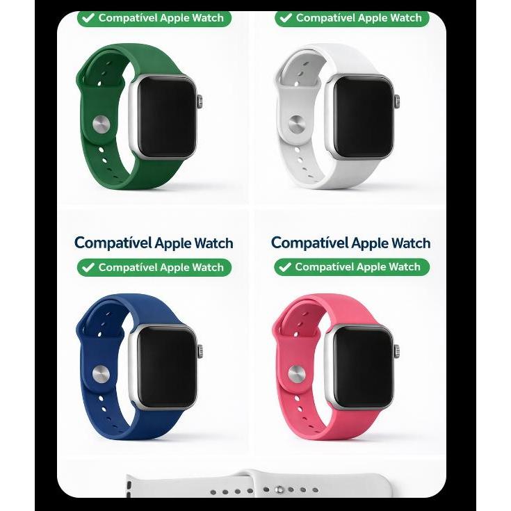 Pulseira Silicone Smartwatch 38/40/414 Compatível Aplle Watch Ajustável /Várias Cores