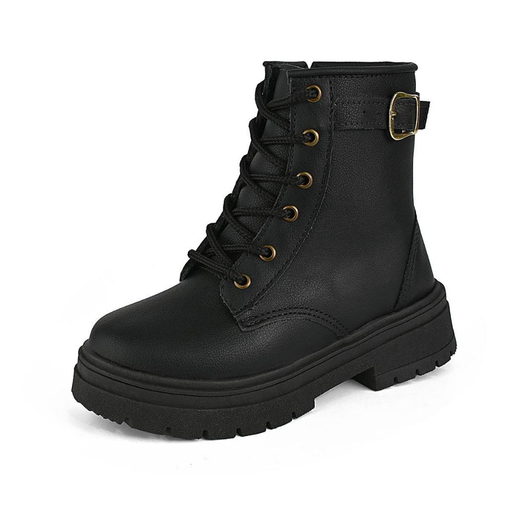 Bota coturno Infantil Feminino Fivela Blogueirinha Confortável