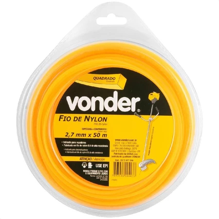 Fio de Nylon 2,7mmx50m Quadrado para Roçadeira Vonder