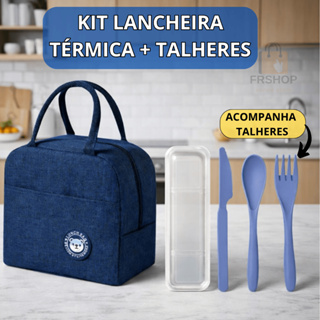 Kit Bolsa Térmica Com Alça Para Marmita Lancheira Viagem + Porta Estojo Talher  Masculina Feminina em Oferta na Shopee
