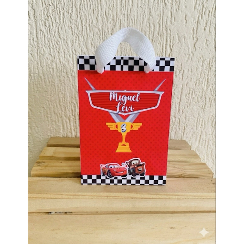 Sacolinha Personalizada Tema Corrida Carro Vermelho Lembrancinha Infantil