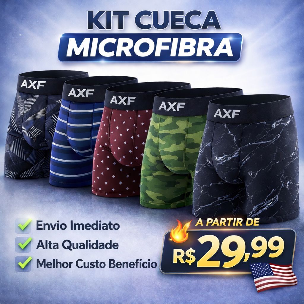Kit 5 Cuecas Boxer Premium Microfibra em Oferta na Shopee