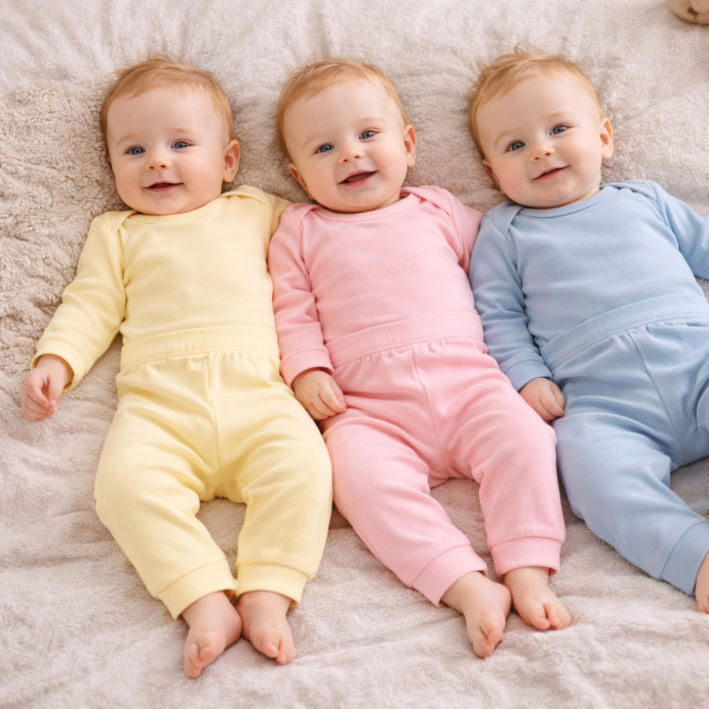 Kit 3 Conjuntos Roupa de Bebê Body + Mijão Suedine 100% Algodão Enxoval Menino Menina