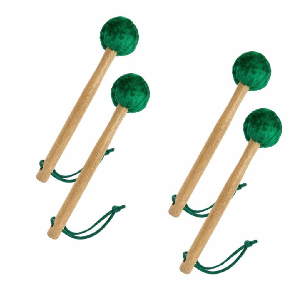 Kit C/4 Maçanetas Ponta Pelúcia Verde P/ Fanfarra / Surdo / Bumbo ( Baqueta / Banda Marcial )  - R2975