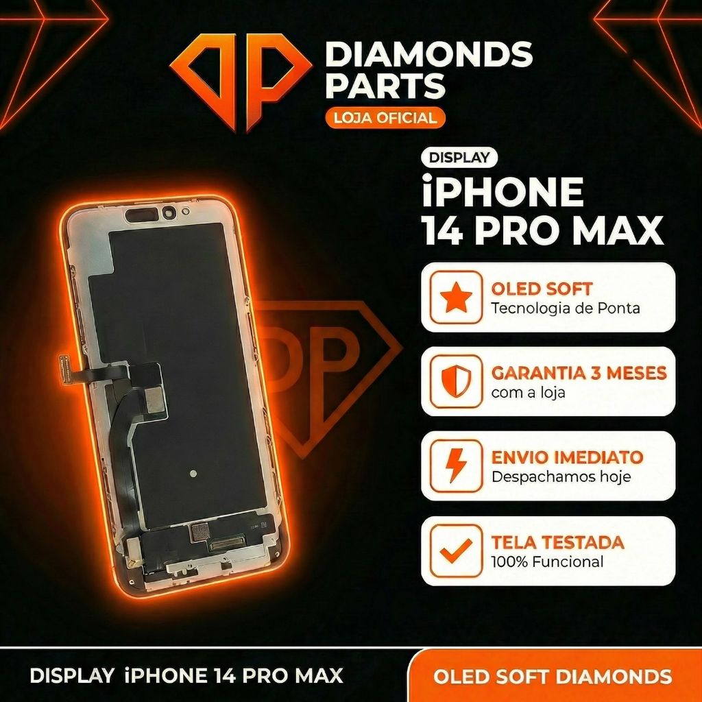 TELA DISPLAY FRONTAL IPHONE 14 PRO MAX OLED SOFT DIAMONDS ORIGINAL