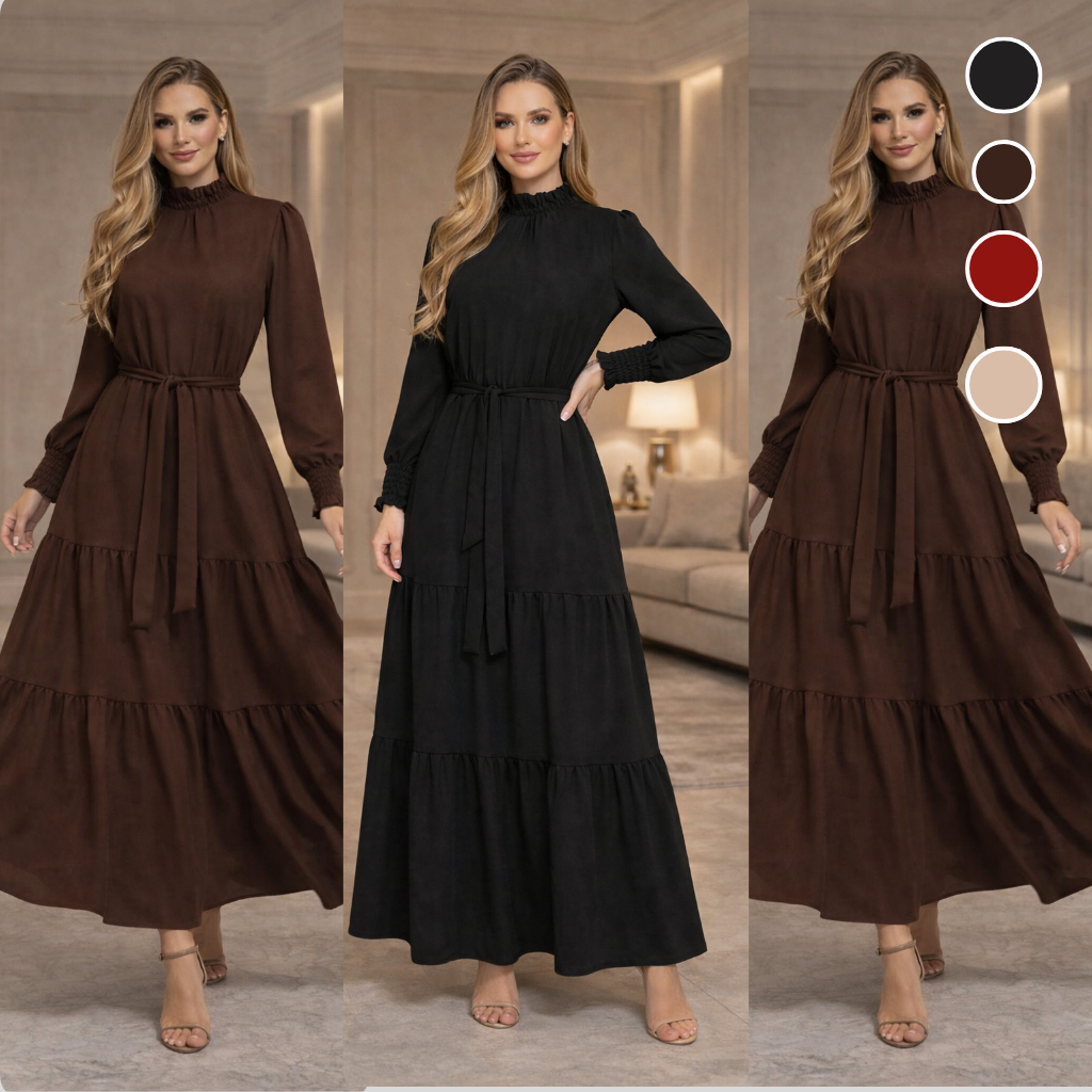 Vestido Feminino Manga Longa, Vestido Moda Evangélica,  Vestido Delicado, Vestido de Inverno Frio