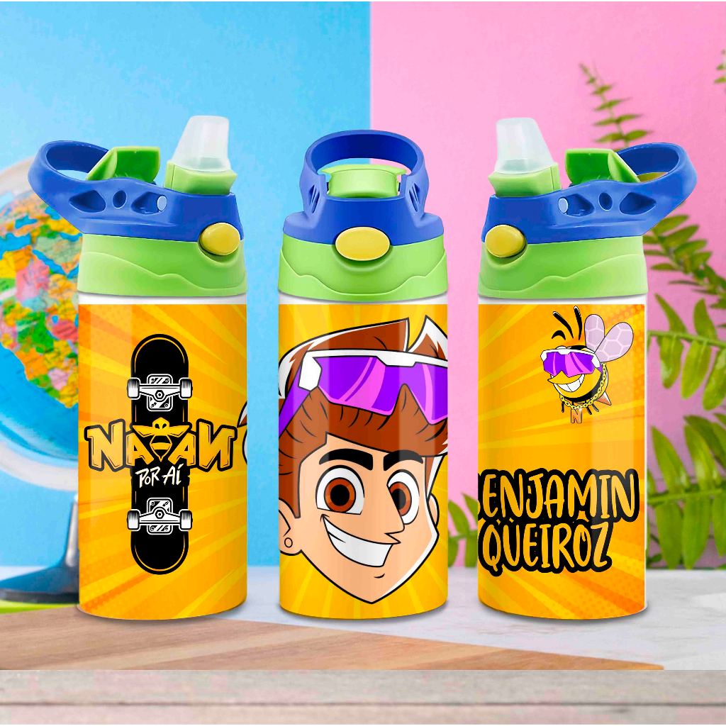 Squeeze Infantil Personalizado com nome bico retrátil de silicone 500ml - Natan