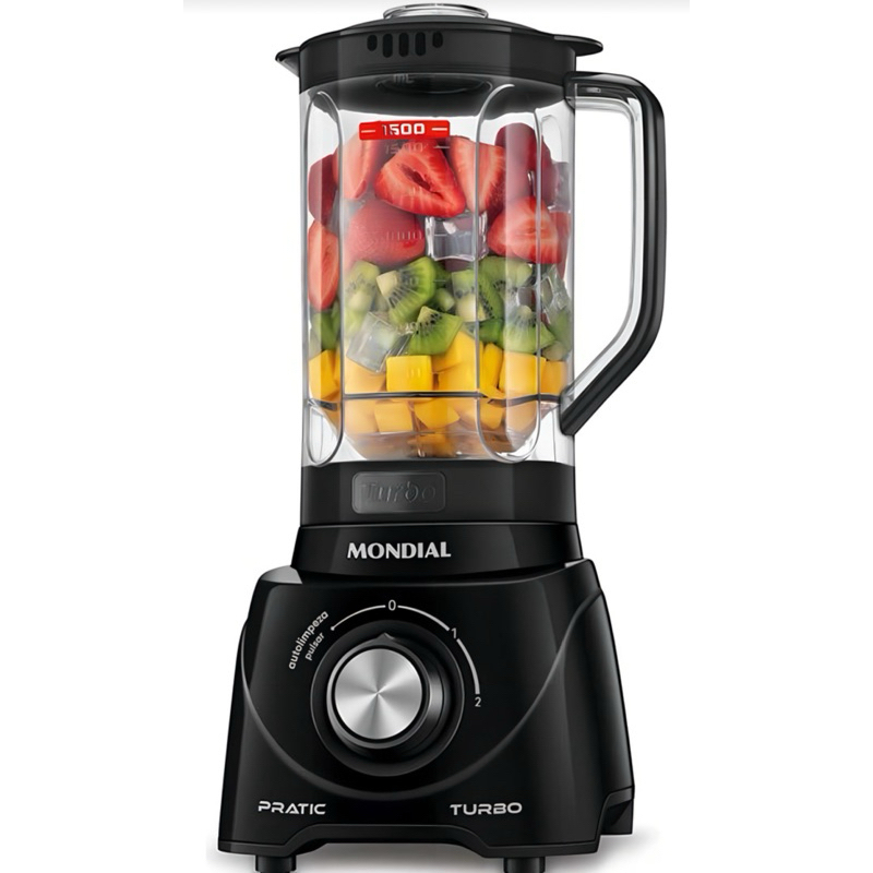 MONDIAL Liquidificador Pratic Turbo, Preto, 550W, 110V