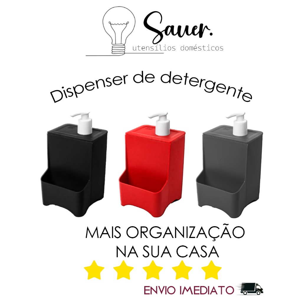 Dispenser Porta Detergente e Esponja Organizador de Pia Cozinha 2 em 1 Resistente