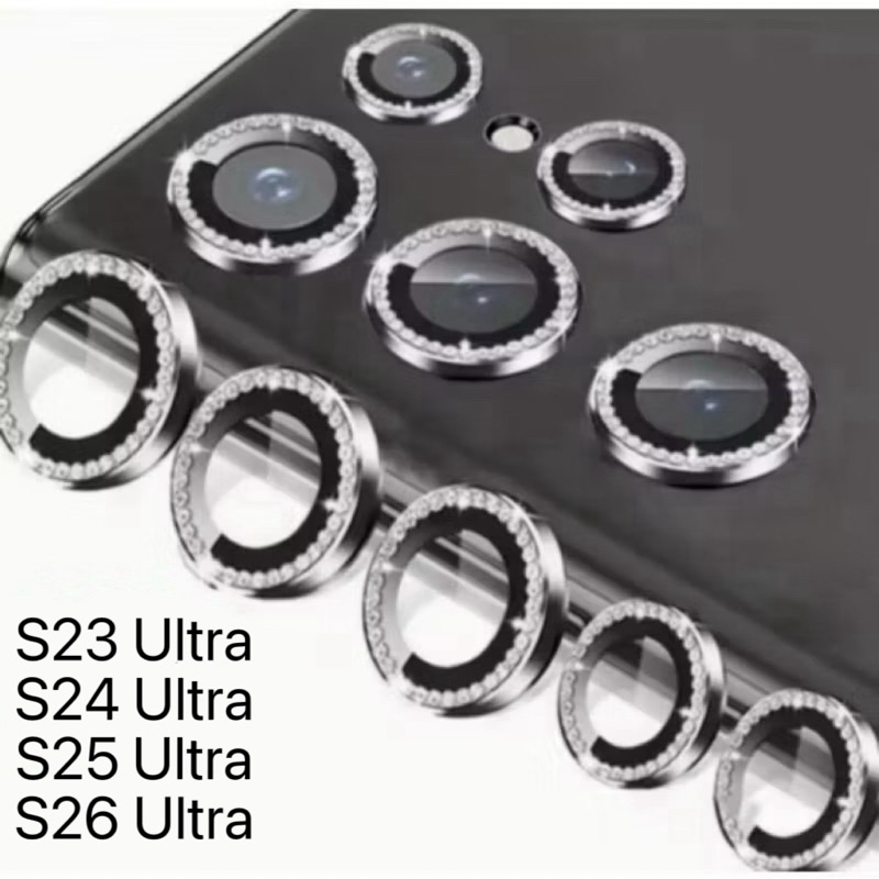 Kit Película Lente Câmera Brilho brilhante Diamante Para Samsung Galaxy S23 Ultra/S24 Ultra/S25 Ultra/S26 Ultrs