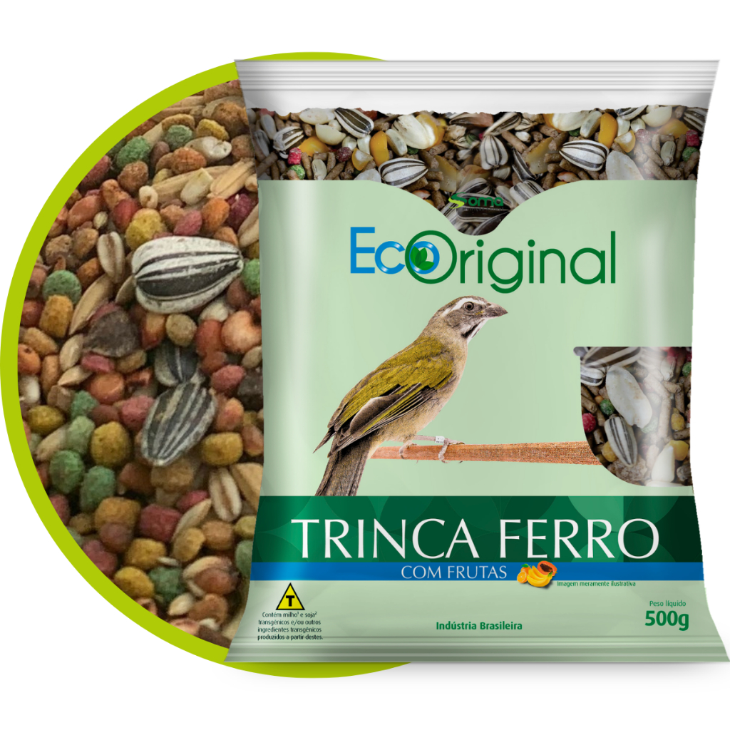 Ração Trinca Ferro EcOriginal Frutas 500g Premium Alimento Extrusado Pixarro Canto e Penas Integral