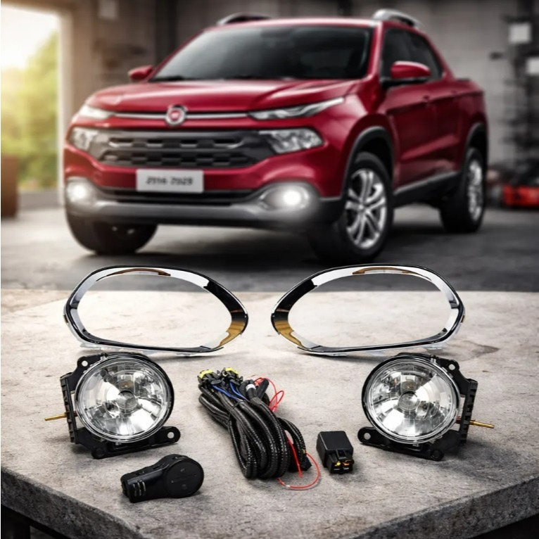 Kit Farol De Milha Fiat Toro 2016 A 2020 Shocklight Neblina Neblina Serra Serração Farol Farolete Baixo Alto Noite
