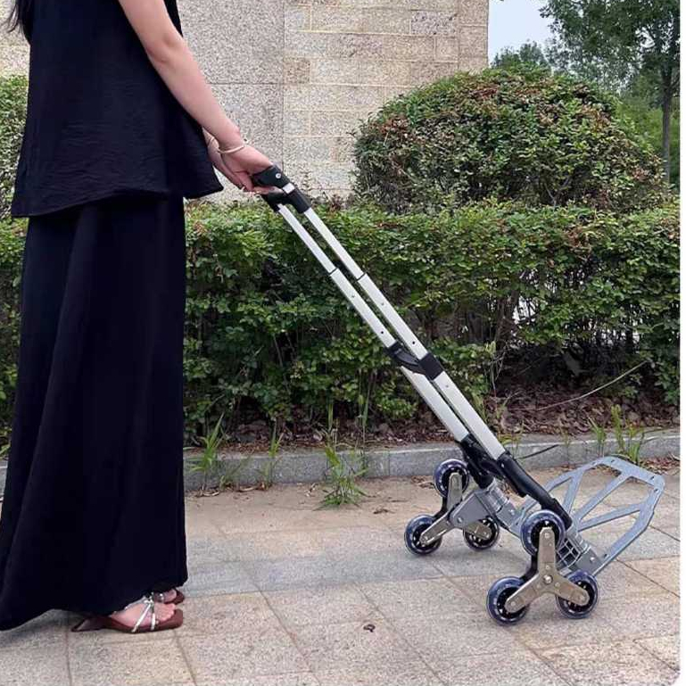 Carrinho De Mão para Carga,viagem e Transporte Dobrável 75kg, de Alumínio Subir escadas 6 Rodas Leve Portátil,Resistente