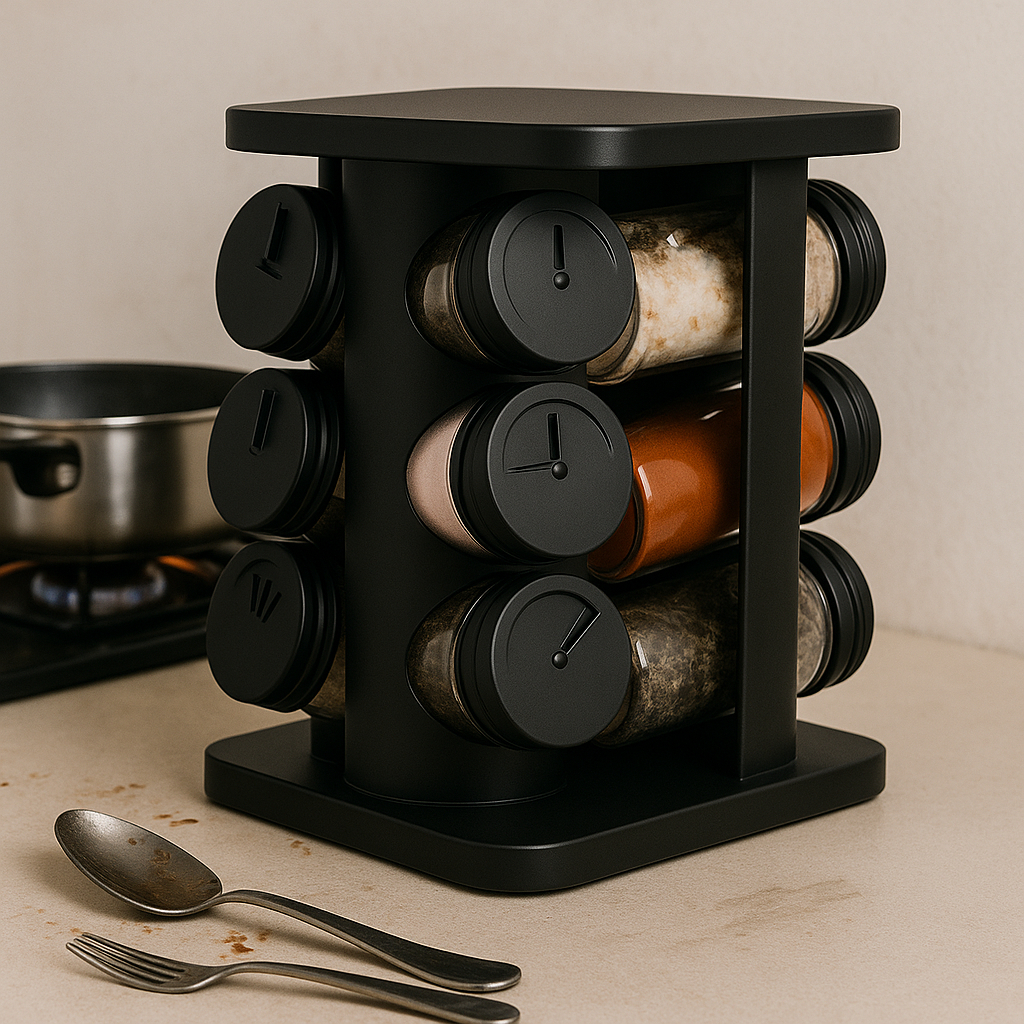 Porta Condimentos Giratório 12 Potes de Vidro Porta Temperos Cozinha Organizador