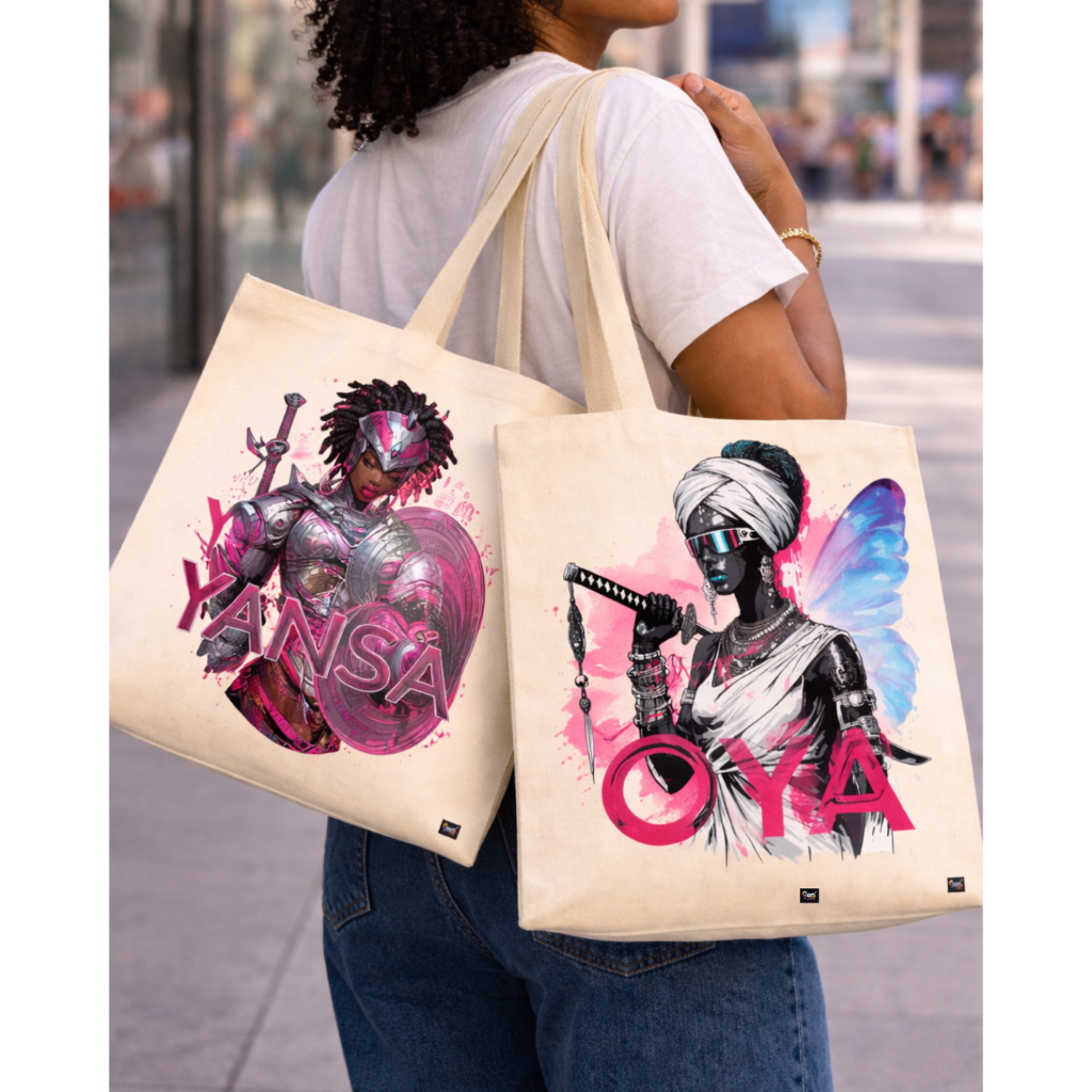 Ecobag OYA IANSA  Colorida | Bolsa Tote Bag Algodão Cru Reforçada | Estampa Afro Religiosa Orixá Sustentável