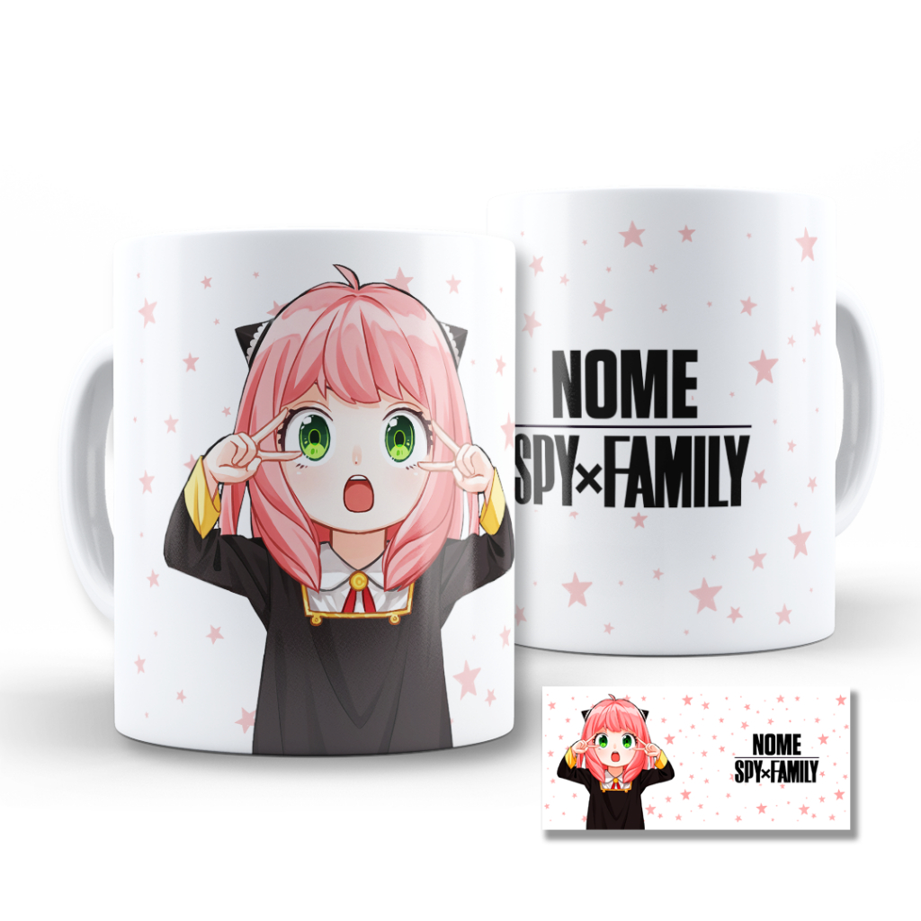 Caneca Anya Forger Estrelas Personalizada com Nome | Presente Criativo | SPY x FAMILY