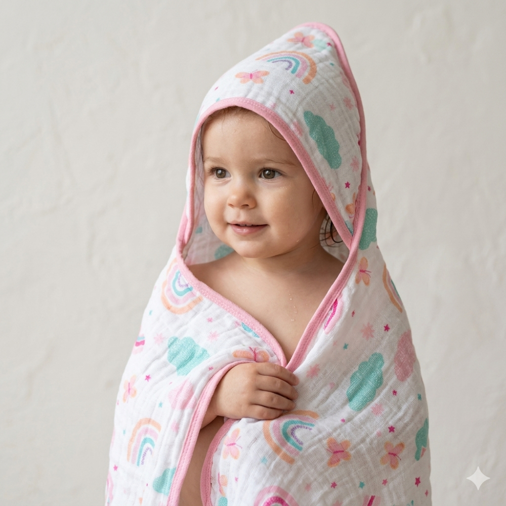 Toalha de Banho Bebe Fralda Soft com Capuz 100% Algodão Enxoval Menina Macia em Oferta na Shopee