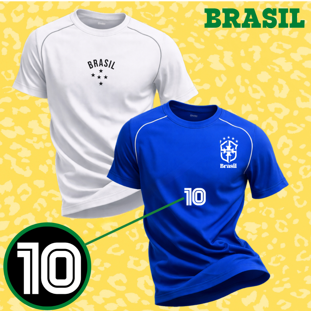 Kit 2 Camisetas Dry Fit Masculina Estampa Futebol Cores Variadas