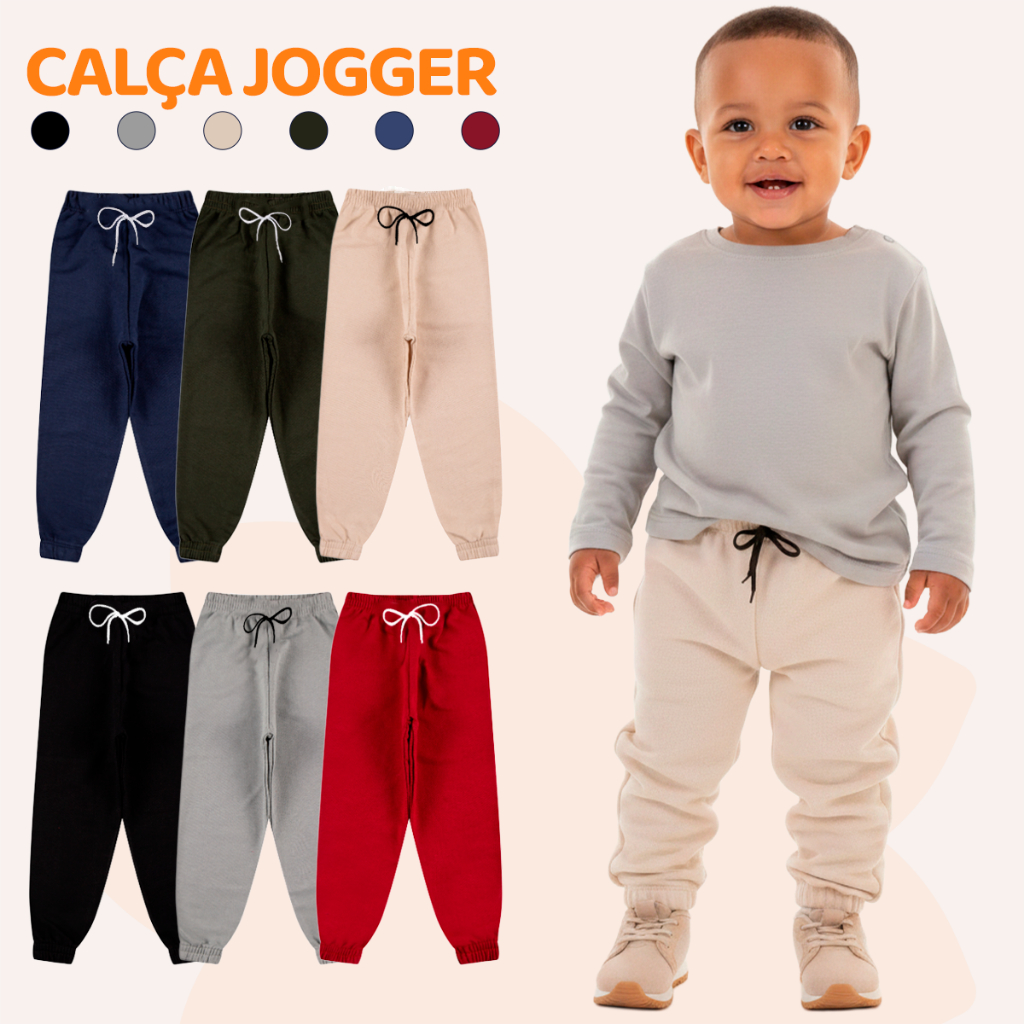 Kit 2 Calças Jogger para Meninos Conforto e Estilo Tamanho 2 ao 10