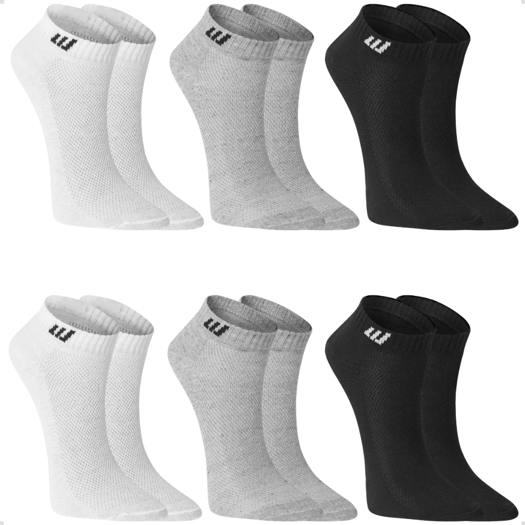 Kit 6 Pares Meia Cano Curto Algodão Winston Sports Unissex Academia Esportiva Caminhada