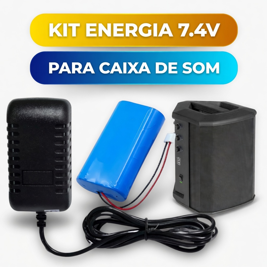 Kit pack 7,4V 3.3ah para Caixa de Som com Carregador 9V